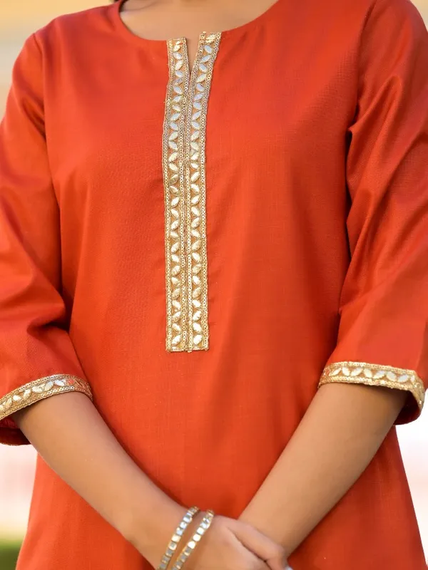  Vishudh Women Terracotta Solid Kurta Sets