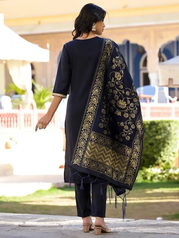  Vishudh Women Navy Blue Solid Kurta Sets