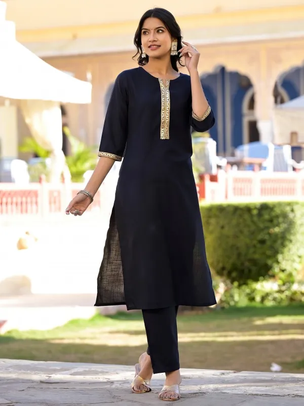  Vishudh Women Navy Blue Solid Kurta Sets