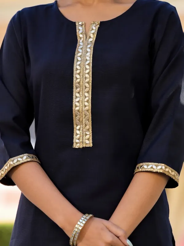  Vishudh Women Navy Blue Solid Kurta Sets