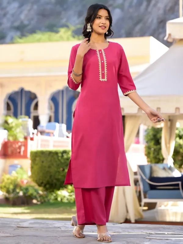  Vishudh Women Pink Solid Kurta Sets