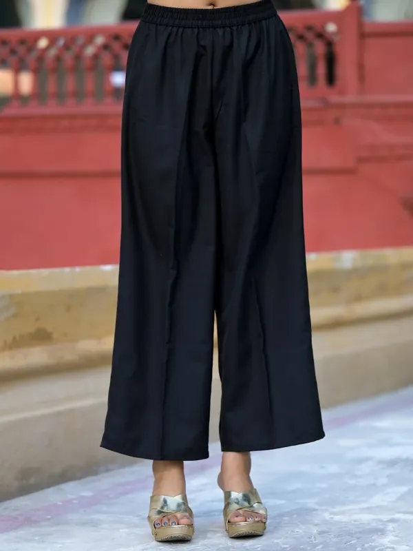 Vishudh Women Black Solid Kurta With Palazzo And Dupatta