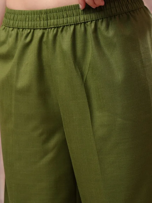 Vishudh Women Green Printed Kurta With Palazzo And Dupatta