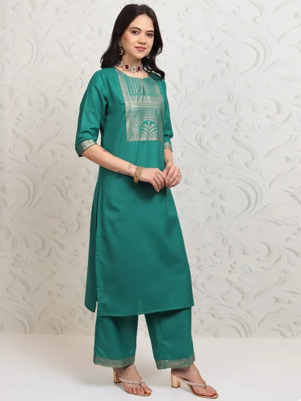 Vishudh Women Green Printed Kurta With Palazzos And Dupatta