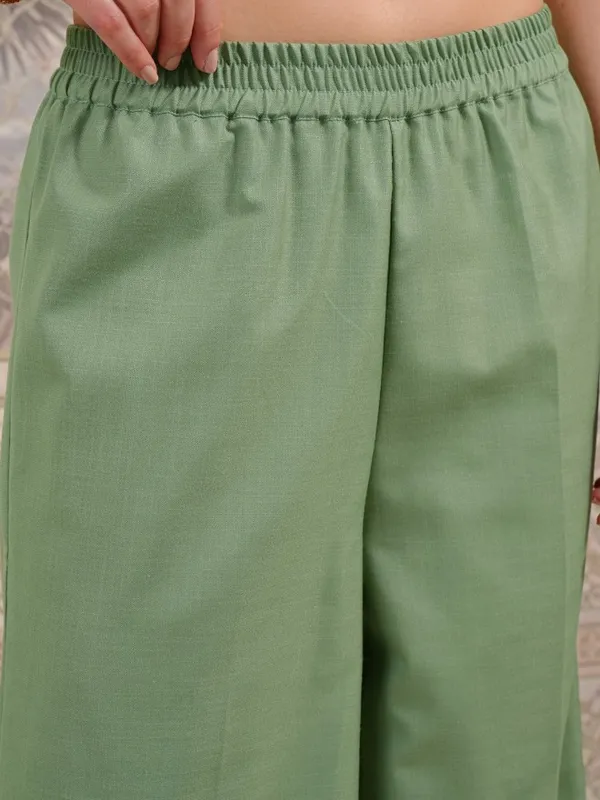 Vishudh Women Green Embroidered Kurta With Palazzo And Dupatta