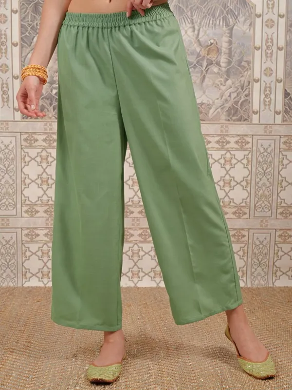 Vishudh Women Green Embroidered Kurta With Palazzo And Dupatta