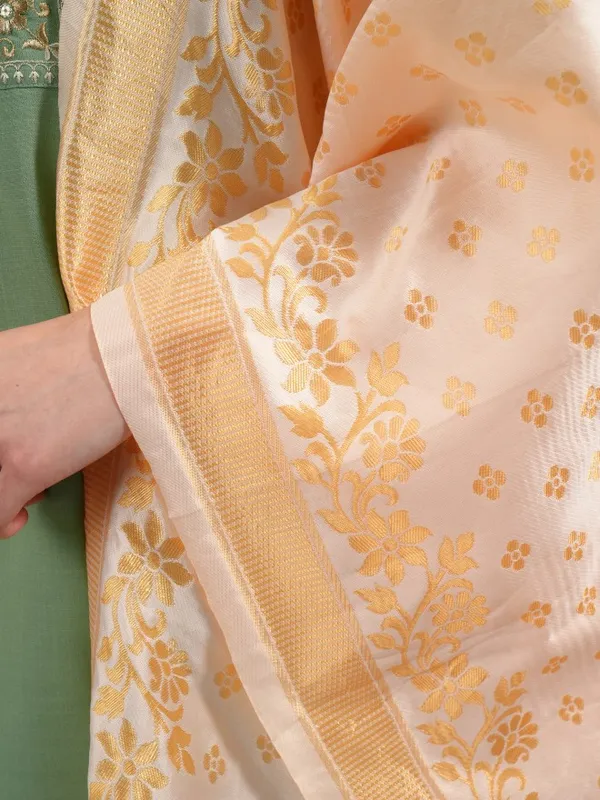 Vishudh Women Green Embroidered Kurta With Palazzo And Dupatta