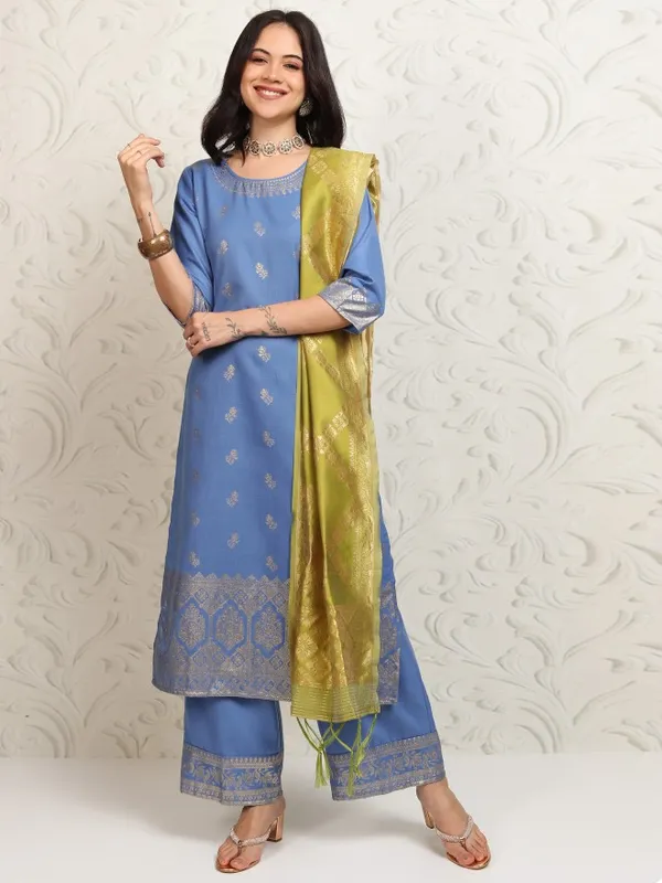Women Kurta With Palazzo And Dupatta