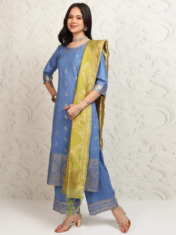 Women Kurta With Palazzo And Dupatta