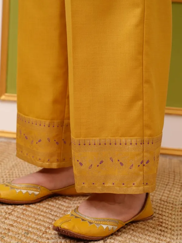 Vishudh Women Yellow Printed Kurta With Palazzo And Dupatta