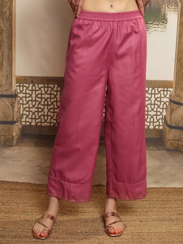 Vishudh Women Coral Printed Kurta With Palazzos And Dupatta