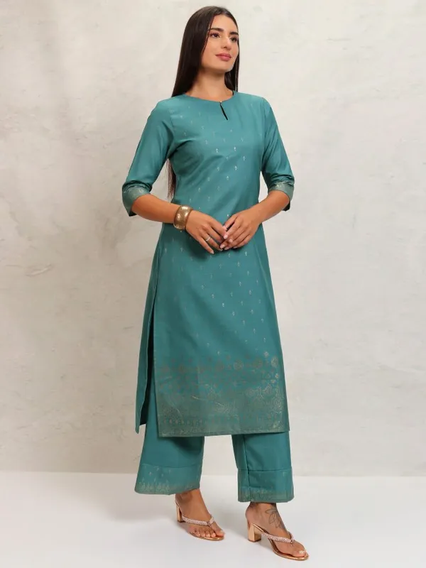 Vishudh Women Green Printed Kurta With Palazzos And Dupatta