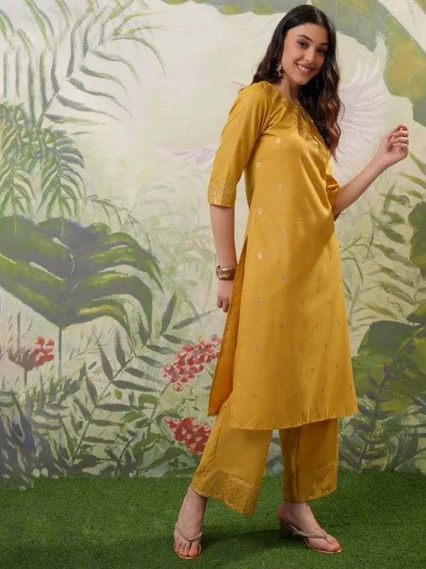 Vishudh Women Yellow Printed Kurta With Palazzos And Dupatta