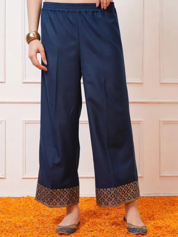 Vishudh Women Teal Printed Kurta With Palazzos And Dupatta