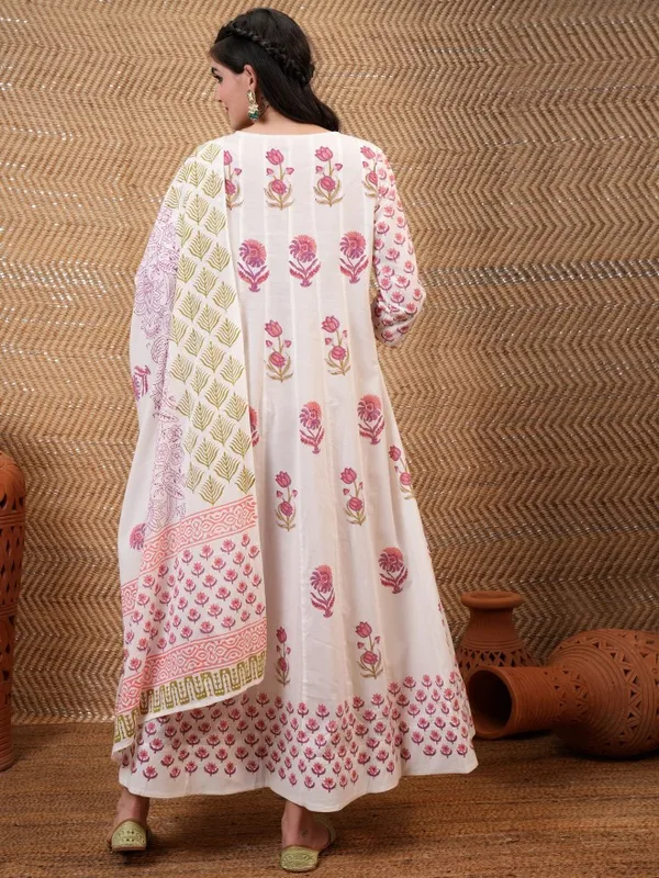Vishudh Women White Printed A-Line Dress