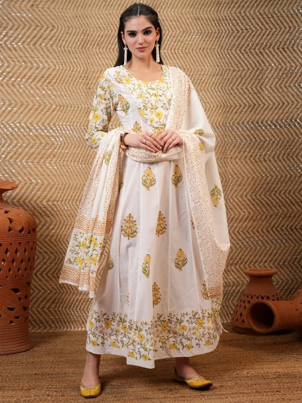  Vishudh Women White Printed A-Line Dresses