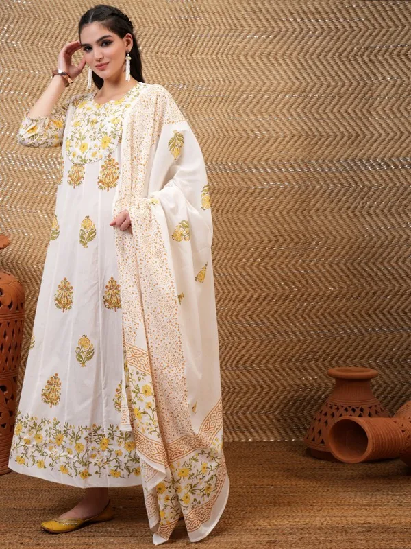 Vishudh Women White Printed A-Line Dresses