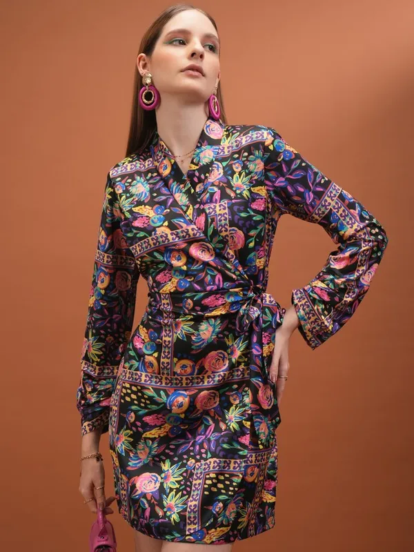  Tokyo Talkies Women Black Printed Fit And Flare Dresses