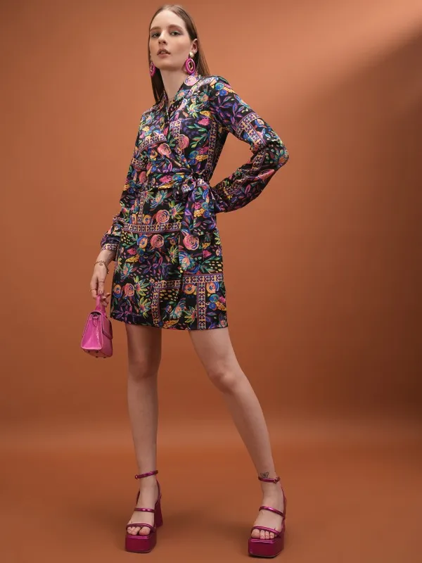  Tokyo Talkies Women Black Printed Fit And Flare Dresses