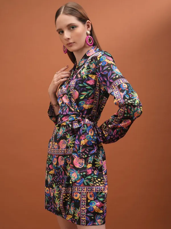  Tokyo Talkies Women Black Printed Fit And Flare Dresses