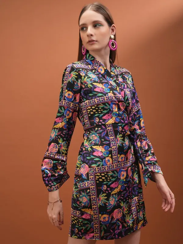  Tokyo Talkies Women Black Printed Fit And Flare Dresses
