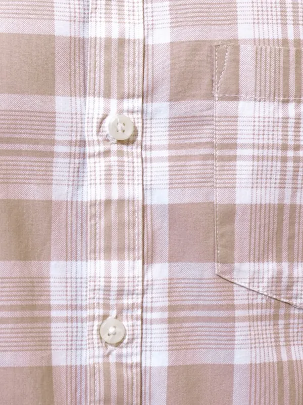 Highlander Men Beige Checked Slim Fit Casual Shirt