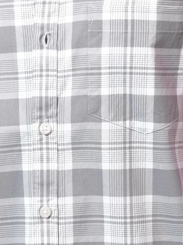 Highlander Men Grey Checked Slim Fit Casual Shirt
