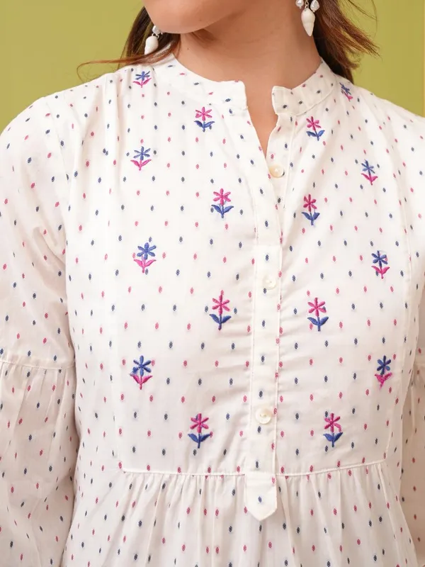  Vishudh Women Off White Printed Fit And Flare Dresses