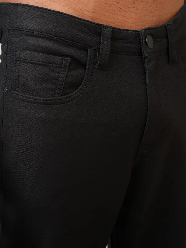  Locomotive Men Black Tapered Fit Solid Casual Trousers