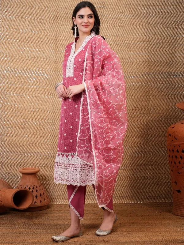  Vishudh Women Rose Embroidered Kurta Sets