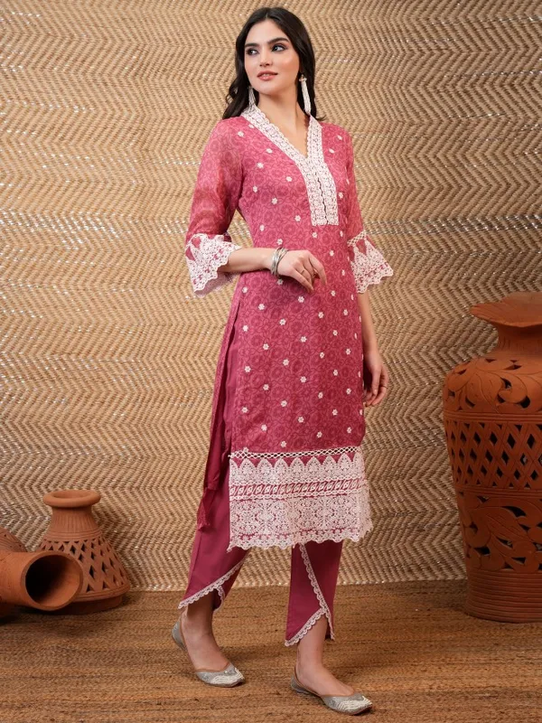  Vishudh Women Rose Embroidered Kurta Sets