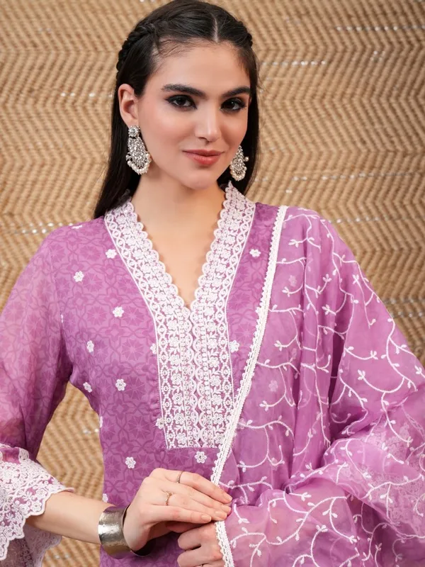  Vishudh Women Purple Embroidered Kurta Sets