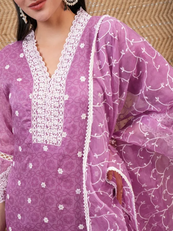  Vishudh Women Purple Embroidered Kurta Sets