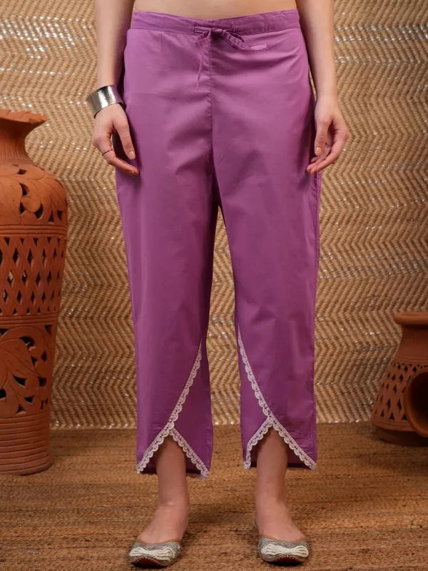  Vishudh Women Purple Embroidered Kurta Sets