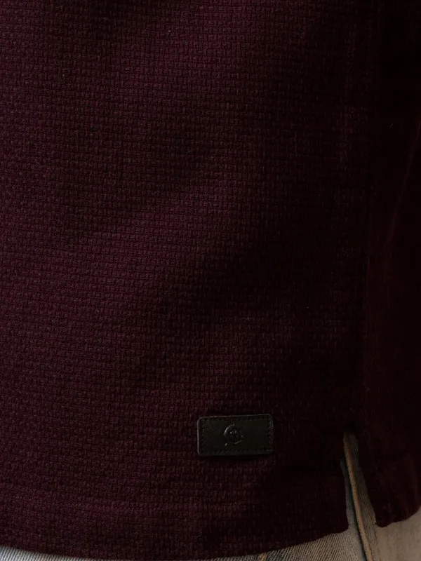  Locomotive Men Burgundy Self Design Regular Fit Casual Shirts