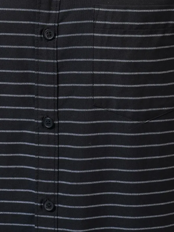 Highlander Men Black Striped Slim Fit Casual Shirt