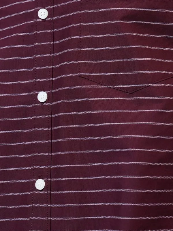 Highlander Men Maroon Striped Slim Fit Casual Shirt