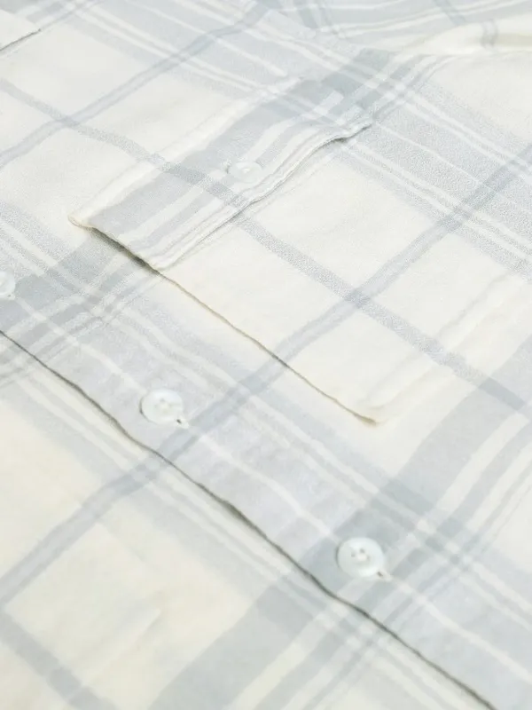 Locomotive Men Cream Checked Oversized Fit Casual Shirt