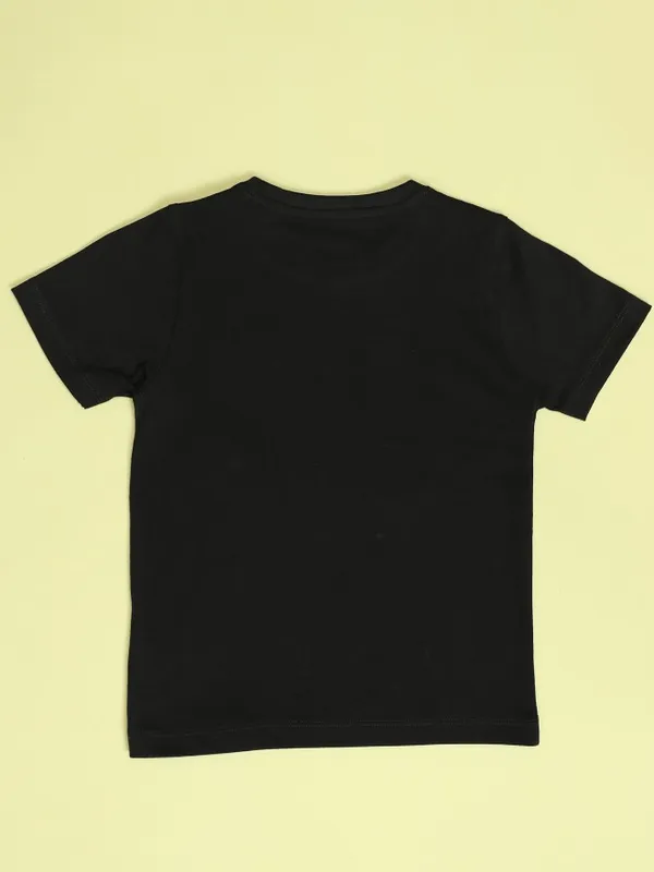 Hoop Boys Black Printed Round Neck T-Shirt