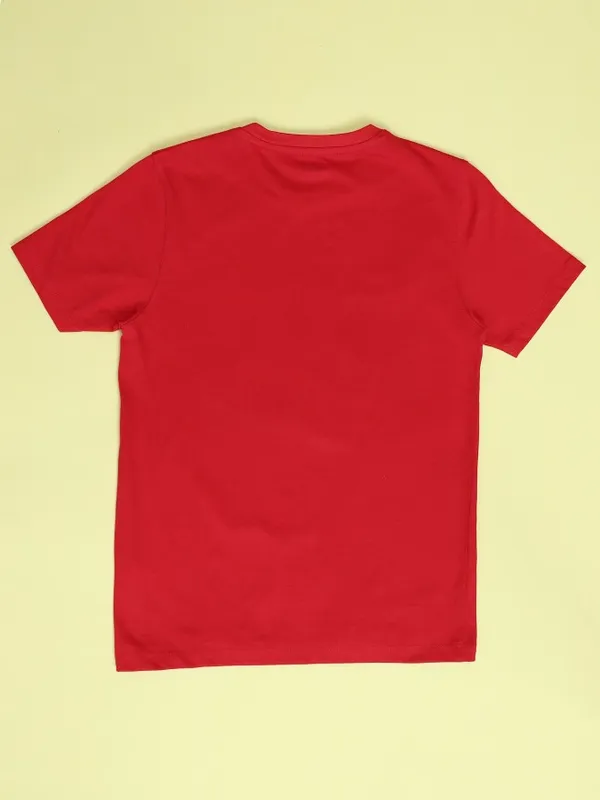Hoop Boys Red Printed Round Neck T-Shirt