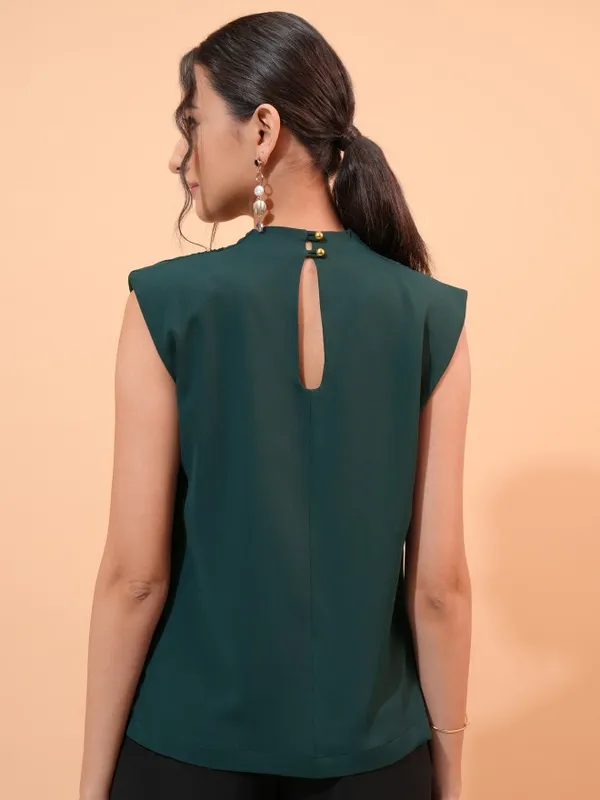  Tokyo Talkies Women Green Solid Regular Tops
