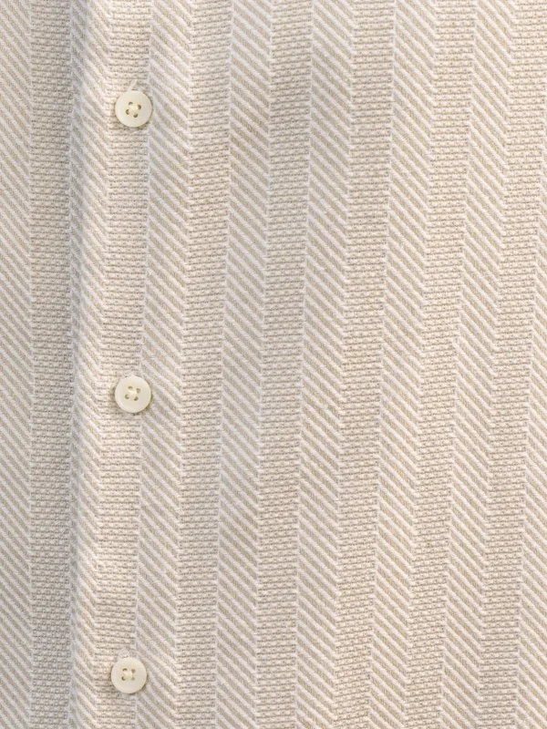 Locomotive Men Beige Textured Oversized Fit Casual Shirt