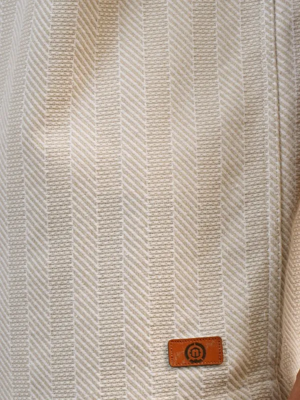 Locomotive Men Beige Textured Oversized Fit Casual Shirt