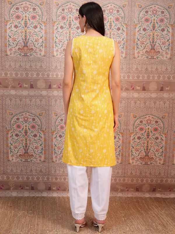  Ketch Women Yellow Woven Design Straight Kurtas