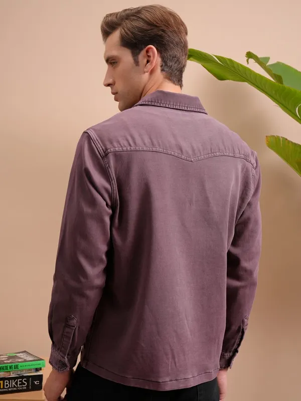  Locomotive Men Burgundy Solid Oversized Fit Casual Shirts