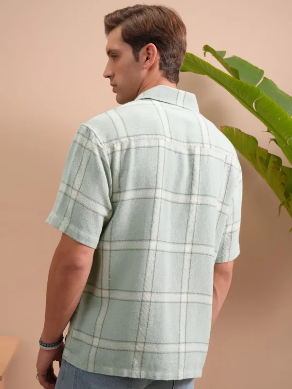  Locomotive Men Green Checked Oversized Fit Casual Shirts
