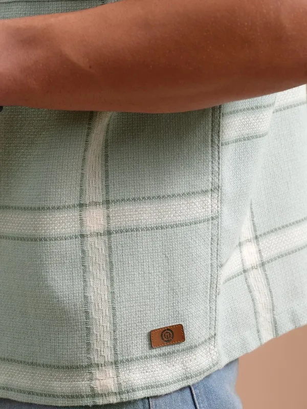  Locomotive Men Green Checked Oversized Fit Casual Shirts