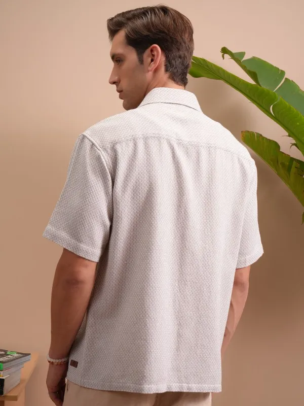 Locomotive Men Purple Textured Oversized Fit Casual Shirt