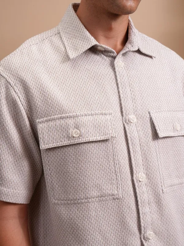 Locomotive Men Purple Textured Oversized Fit Casual Shirt