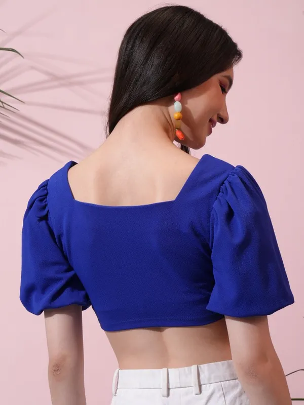  Tokyo Talkies Women Blue Solid Regular Tops